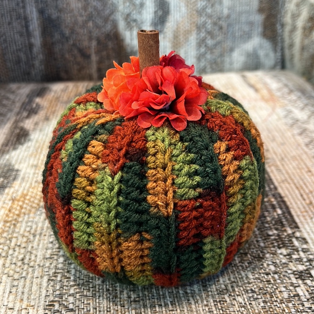 Crochet Fall Floral Pumpkin - Picture 3 of 4
